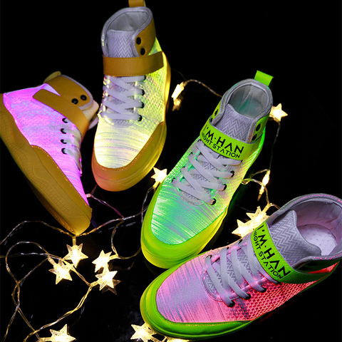 RayZing New Fiber Optic Shoes for Men and Women USB Rechargeable Glowing Sneakers Man Casual Shoes Party Shoes Cool Shoes ► Photo 1/6