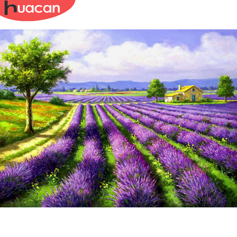 HUACAN 5D Full Square Round Diamond Painting Flower Diamond Embroidery Lavender Rhinestones Pictures Crafts Kit ► Photo 1/6