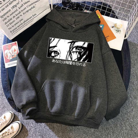 Cool Eyes Black And White Illustration Printed Man Sweatshirt Korean Trend Hoodies Men's Korean Oversize Sweatshirts Male Hoodie ► Photo 1/6