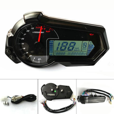 Universal 1200RPM Motorcycle Odometer Tachometer UTV LCD Digital Speedometer gauge For 2,4 Cylinders N1-6 ► Photo 1/6