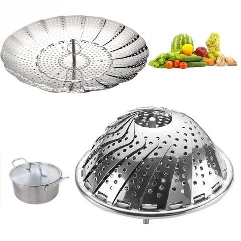 Folding Dish Steam Stainless Steel Food Steamer Basket Mesh Vegetable Cooker Steamer Expandable Pannen Kitchen Tool ► Photo 1/6