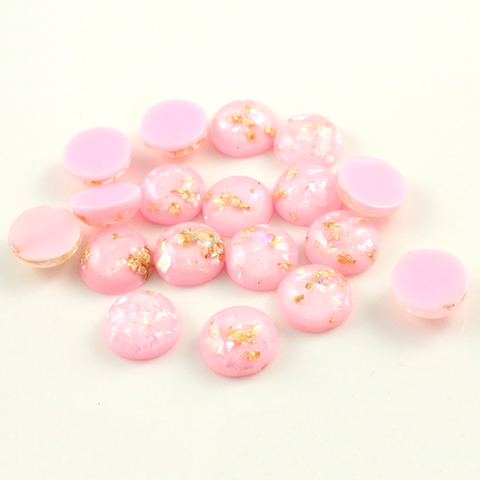 New Fashion 40pcs 8mm 10mm 12mm Pink Colors Built-in metal foil Flat back Resin Cabochons Cameo ► Photo 1/3