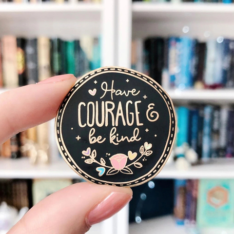 Have Courage and Be Kind Hard Enamel Pin Beautiful Girl Cinderellas Brooch Charm Plant Pastel Flowers Golden Badge Jewelry Gift ► Photo 1/2