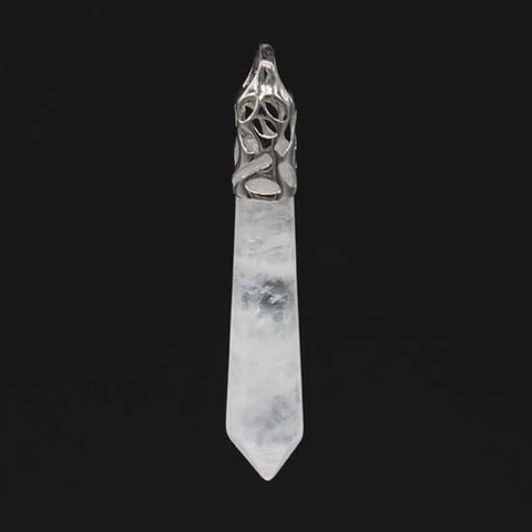 KFT Silver Plated Natural Healing Rock Crystal Quartz Reiki Hexagon Prism Pendulum Stone Pendant Charm Jewelry ► Photo 1/3