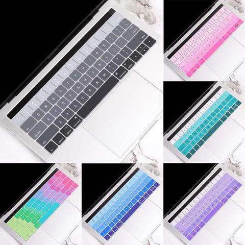 US Gradient Colorful Silicone Keyboard Cover Skin for MacBook Pro 13 15 inch Touch bar 2022 A2159 A1989 A1990 Keyboard Protector ► Photo 1/6