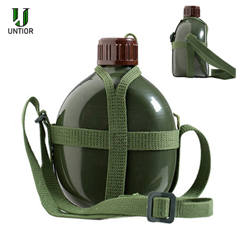 UNTIOR Aluminum Military Army Flask Wine Water Bottle Cooking Cup With Shoulder Strap Hiking Kettle Outdoor Tools 1L/2L ► Photo 1/6