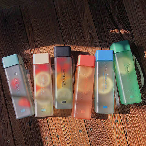 Sport Water Bottle Cute Square Frosted Transparent Milk Water Bottle Drinkware Outdoor Climbing Tour Camping Drinking Bottles ► Photo 1/6