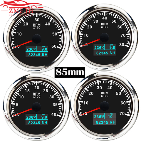 85MM RPM Tachometer Gauge 3 In 1 Multifunction Tacho Meter with Water Temp Oil Pressure Hour 3000/4000/6000/8000 RPM Tacho Meter ► Photo 1/6