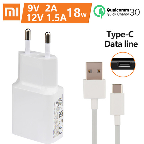 Original XiaoMi 18W Fast Charger QC 3.0 Charge Adapter Usb C for Redmi 7 8 8A 6A Mi 8 10 Lite Mi 9 SE 9T Pro Max 3 Mix 3 A3 9S ► Photo 1/6