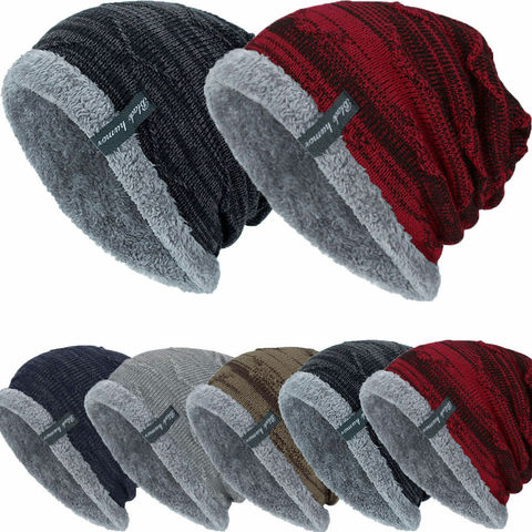 2022 Fashion Men's Winter Hat Knitted Black Hats Fall Hat Thick and Warm and Bonnet Skullies Beanie Soft Knitted Beanies Cotton ► Photo 1/6