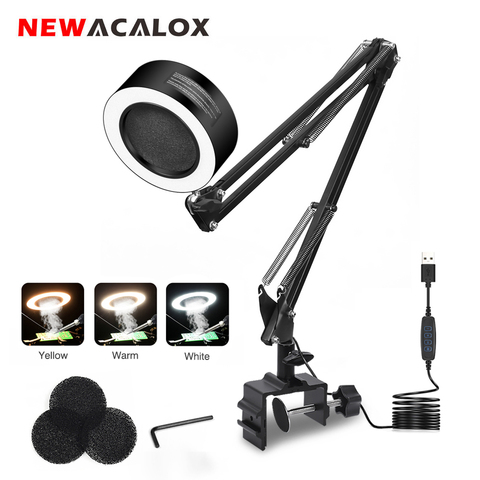 NEWACALOX Adjustable Welding Exhaust Smoking Apparatus with USB 3 Colors LED Light Smoking Device Air Filter Fan for Soldering ► Photo 1/6