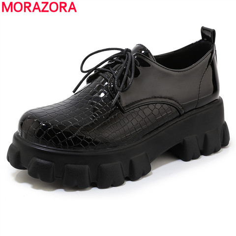 MORAZORA Plus size 33-46 New spring casual platform shoes woman lace up ladies shoes square high heels women pumps ► Photo 1/6