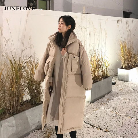 Women's Oversize Over The Knee Long Warm Coat Vintage Winter Cotton-Padded Jacket Parkas Casual Korean Female Thick Outwears ► Photo 1/6