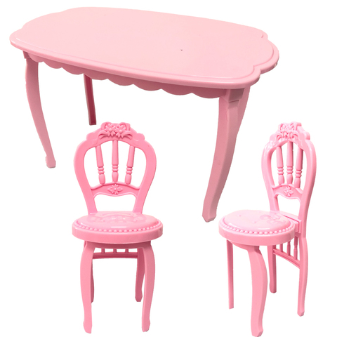 NK 3 Items/Set Doll Accessories 2 Fashion Chairs +1 Modern Table For Barbie Furniture Dining Home Toys Girl Gift 9X ► Photo 1/6
