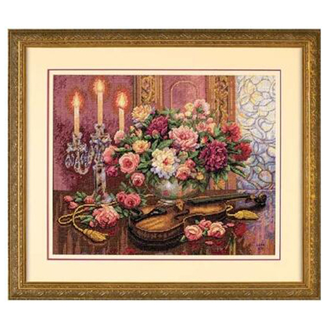 Top Quality Hot Selling Lovely Counted Cross Stitch Kit Romantic Floral Flower and Violin dim 35185 ► Photo 1/5