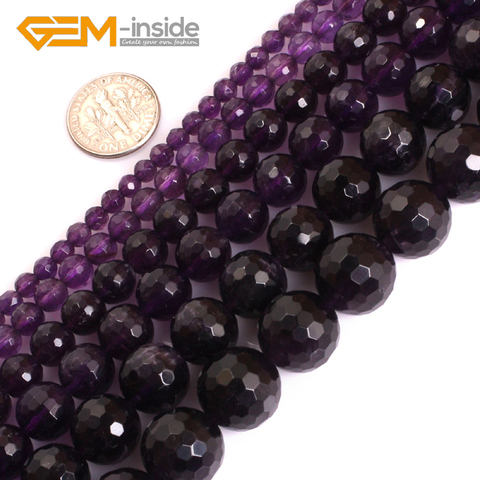 AAA Grade Genuine Natural Purple Amethysts Smooth Faceted Surface Semi-Precious Stone Loose Bead for Jewelry Making DIY 2mm-14mm ► Photo 1/6