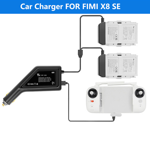 Free Shipping FIMI X8 SE Car Charger Fast Charging 2 in1 Battery / Remote Controller Charger For FIMI X8 SE Drone  Accessories ► Photo 1/6