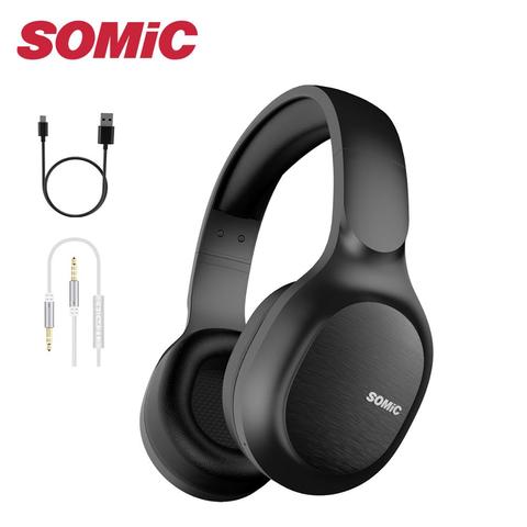 SOMiC Bluetooth Headphones Wireless 72H Playtime CVC8.0 Noise Reduction Hi-Res Certified Sound Headset Comfortable to Wear MS300 ► Photo 1/6