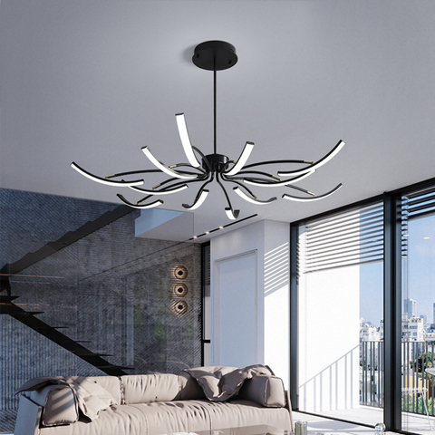 Modern LED Rotatable Chandelier Lighting White Black Nordic Dimmable DIY Metal Pendant Light for Bedroom Living Room Dining Room ► Photo 1/6