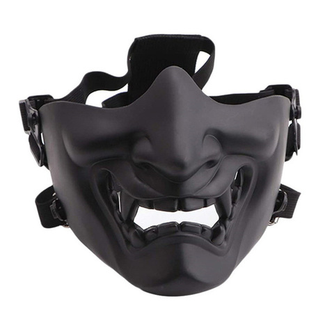 April MOMO New Half Face Mask Airsoft Costume Halloween Cosplay BB Evil Demon Kabuki Samurai Half Face Mask ► Photo 1/6