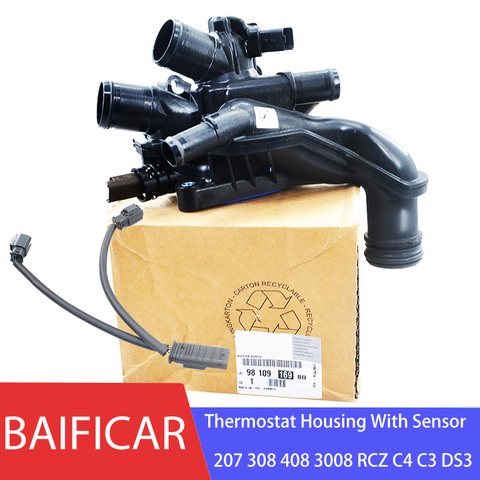 Baificar Brand New Genuine Coolant Thermostat Housing With Sensor 9810916980 For Peugeot 207 308 408 3008 RCZ Citroen C4 C3 DS3 ► Photo 1/1