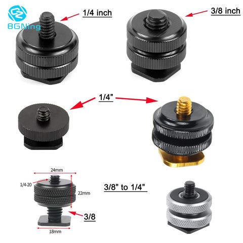 3/8 1/4 Inch Double Nut Cold Shoe Tripod Mount to Flash Hot Shoe Screw Adapter for GoPro Hero 5 Action DSLR Camera Photo Studio ► Photo 1/5