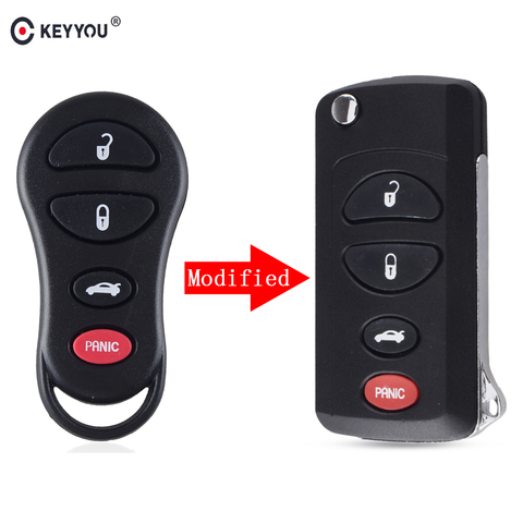 KEYYOU Modified Flip Car Remote Key Shell Case For Jeep Liberty Dodge Stratus Viper Chrysler Sebring Concorde Key Fob 4 Buttons ► Photo 1/6