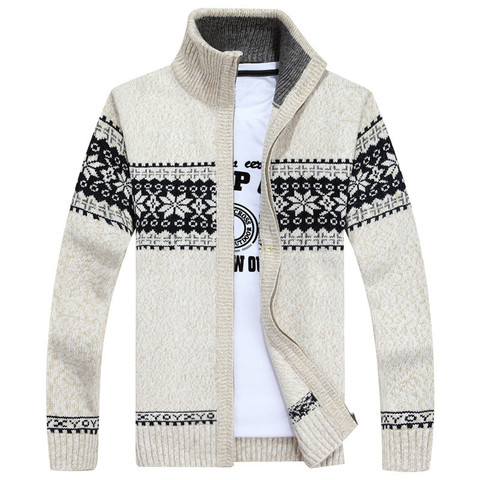 Autumn Winter Geometric Print Sweater Men Striped Christmas Sweater Windbreaker Warm Fashion Cardigan Sweaters Male Big Size 3XL ► Photo 1/6