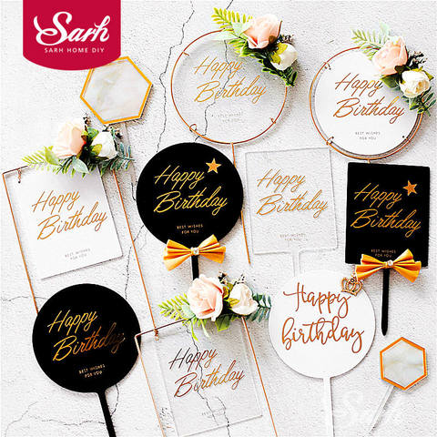 DIY Happy birthday Cake Topper Black Acrylic