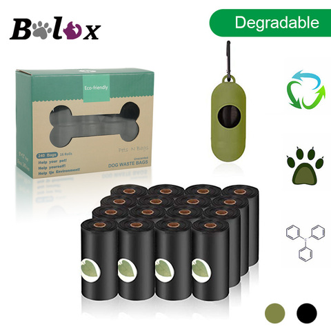 BOLUX Biodegradable Dog Poop Bags Eco-Friendly Pet Waste Bags Dispenser Outdoor Carrier Pet Poop Bags Dog walking Supplies ► Photo 1/6