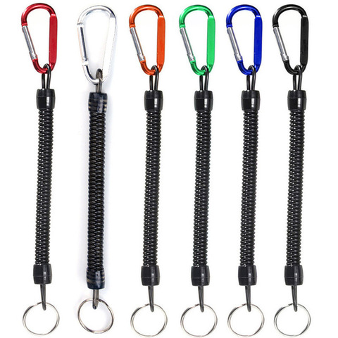 Tactical Retractable Plastic Spring Elastic Rope Security Gear Tool For Airsoft Outdoor Hiking Camping Anti-lost Phone Keychain ► Photo 1/6