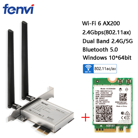 Desktop M.2 To PCI-E Adapter Converter For Dual Band 2400Mbps Bluetooth 5.0 NGFF M.2 Wifi 6 AX200NGW Wi-Fi Card 802.11ac/ax ► Photo 1/5