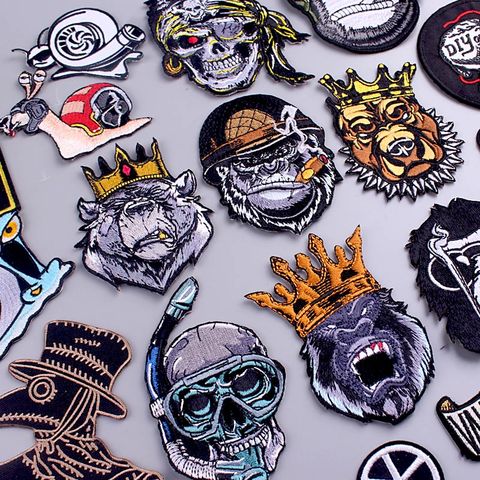 Buy Skull Punk Patches for Clothing Embroidery Stripes Badges