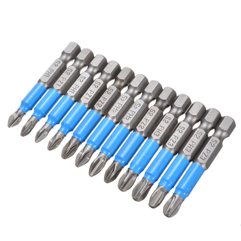 12Pcs 50mm Magnetic Screwdriver Bit Philips PH1 PH2 PH3 PZ1 PZ2 PZ3 Impact Screwdriver Drill Bit Hex Shank Electric Screwdriver ► Photo 1/6