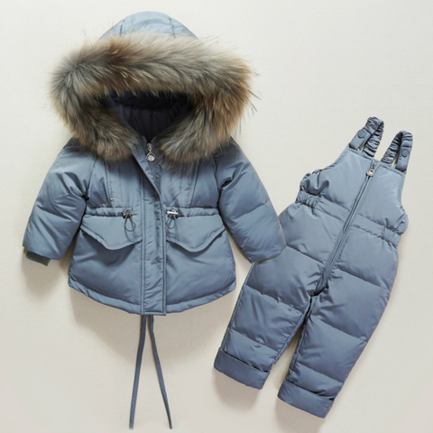 New Winter Children's Suit Down Jacket Two-piece Boy and Girl Down Jacket Bib -30 Winter Outing Ski Suit Thickened Down Jacket ► Photo 1/6