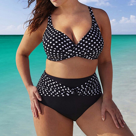 Women Dots Summer Bikini Plus Size Bikini Sets Two Piece Swimsuits Swimwear Beach Suit Large Size Swimming Suit S-5XL ► Photo 1/6