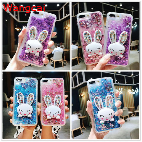 For Samsung Galaxy A9 A8 A7 A5 A3 Plus J7 J5 J3 2022 2017 2016 S10 5G Case Quicksand Liquid Rabbit Holder Stand Glitter Cover ► Photo 1/6