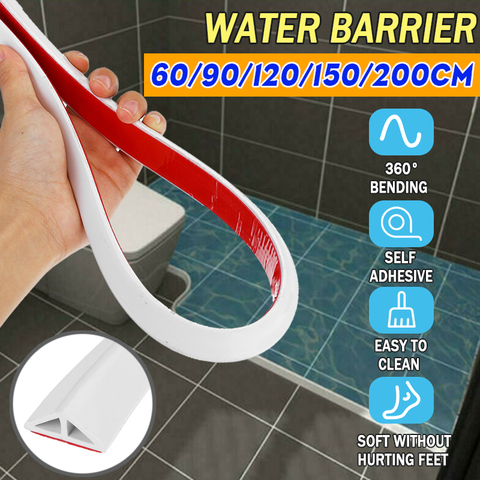 Bathroom Water Stopper Flood Barrier Rubber Water Dam Wet and Dry Separation Kitchen Shower Threshold Silicon Water Blocker ► Photo 1/6