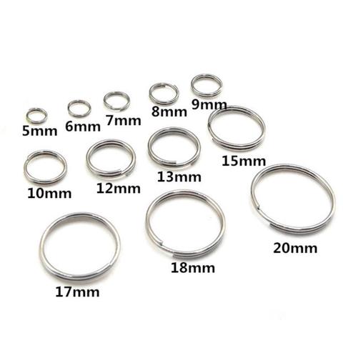 100pcs/lot 6-20mm 304 stainless steel  Key Holder Split Rings Unisex Keyring Keychain Keyfob Accessories Keychain Making ► Photo 1/3