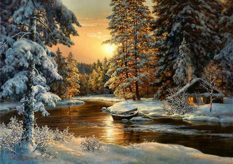 Snow Tree Scenery Needlework Sets Cross stitch 14CT Unprinted Embroidery kits Arts Cross-Stitching,DIY Handmade Home Decor ► Photo 1/6