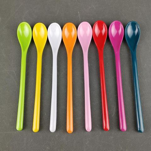 1PC Candy Color Long Handle Soup Spoons Tea Coffee Stirring Spoons Flatware Rice Ladle Spoon Meal Dinner Scoops Kitchen Supplies ► Photo 1/6