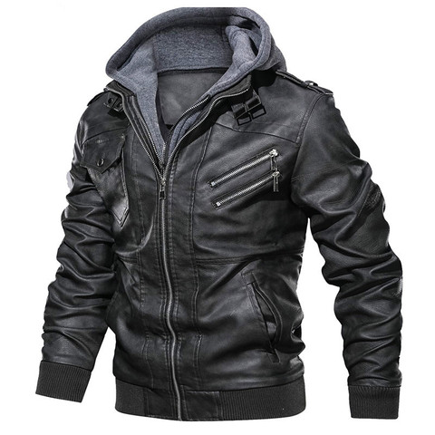 Dropshipping Oblique Zipper Motorcycle Leather Jacket Men Brand Military Autumn Men Pu Leather Jackets Coat European size S-XXXL ► Photo 1/6