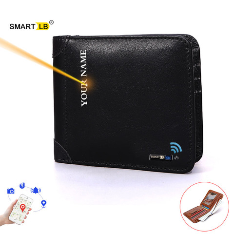 Smart Wallet Bluetooth Anti-lost Genuine Leather Men Wallets Short Male Purse Thin Card Holder Men’s wallet  Smart pocket ► Photo 1/6