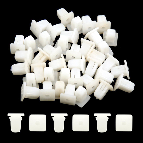 50Pcs Square White Auto Bumper Fastener Rivet Retainer Push Car Cover Fender Car Door Clamp Panel Clip Auto Plastic Fasteners ► Photo 1/6