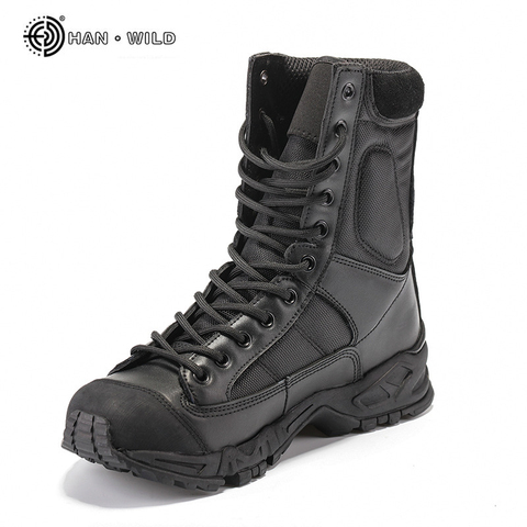 Military Army Boots Men Black Leather Desert Combat Work Shoes Winter Mens Ankle Tactical Boot Man Plus Size ► Photo 1/6