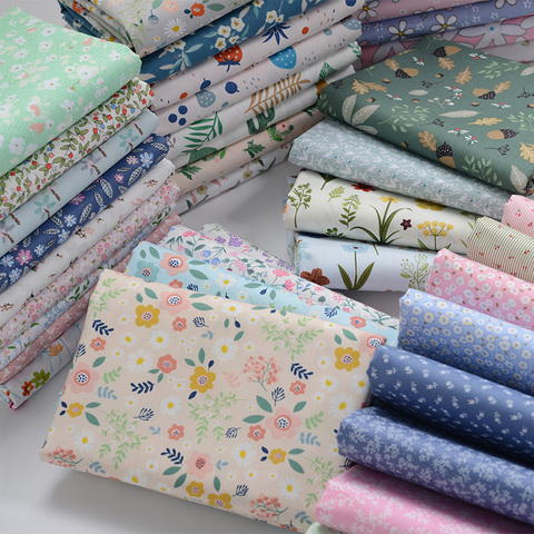 50cmx160cm printing fresh floral Twill Cotton Fabric DIY Children's Wear Cloth Make Bedding Quilt Decoration Home 180g/m A ► Photo 1/6