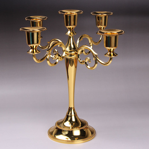 Hot Metal Silver/Gold Plated Candle Holders 7-Arms Stand Zinc Alloy High Quality Pillar For Wedding Portavelas Candelabra ► Photo 1/6
