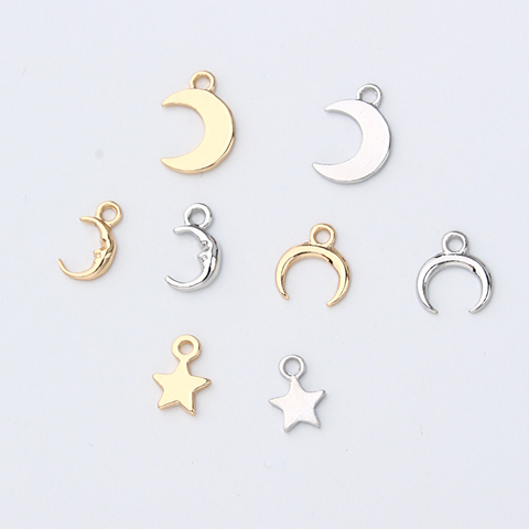 10pcs Face Crescent Moon Star Earring Charms Alloy Findings Simple Fashion Earrings Bracelet Pendant Jewelry Making Accessory ► Photo 1/6