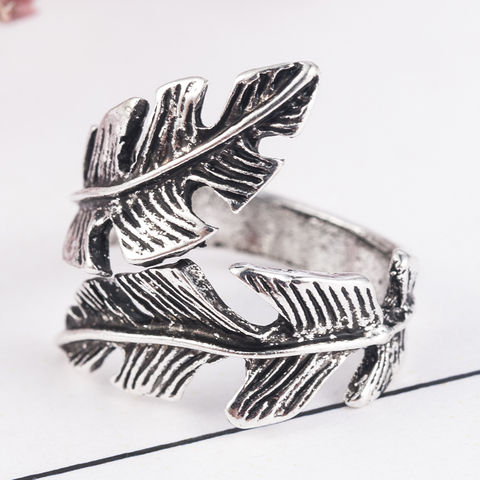 Antique Adjustable Alloy Feather Ring for Men Woman Vintage Style Band Jewelry Gift Wedding/Party/Dance Jewelry Accessories ► Photo 1/6