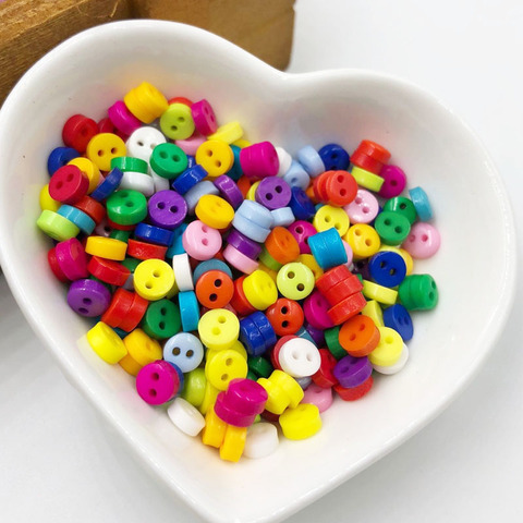 100pcs 6mm mini resin buttons kid's apparel sewing accessories mix colors two holes DIY scrapbooking PT38 ► Photo 1/1